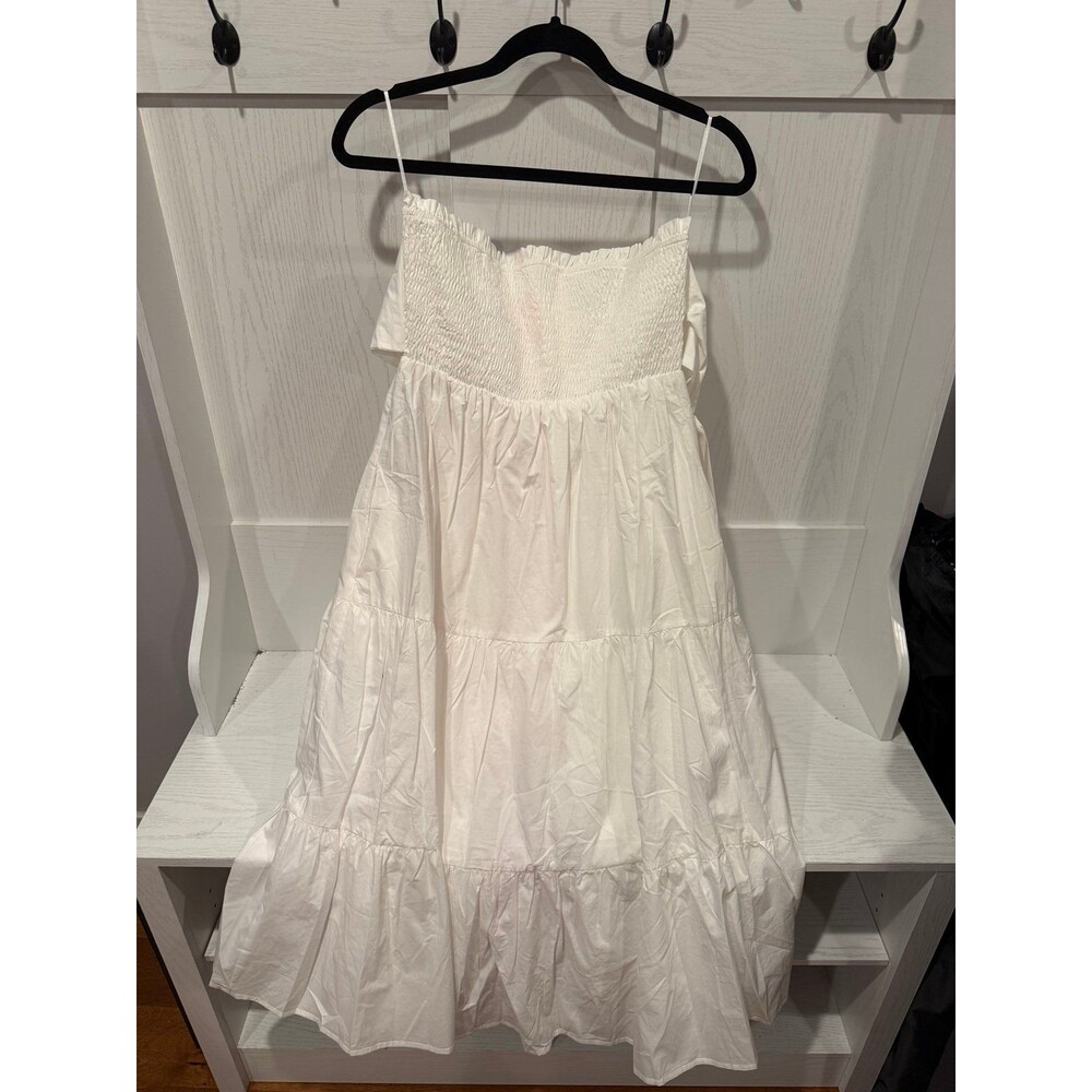 Allie Rose large white strapless smocked dress NEW NWT